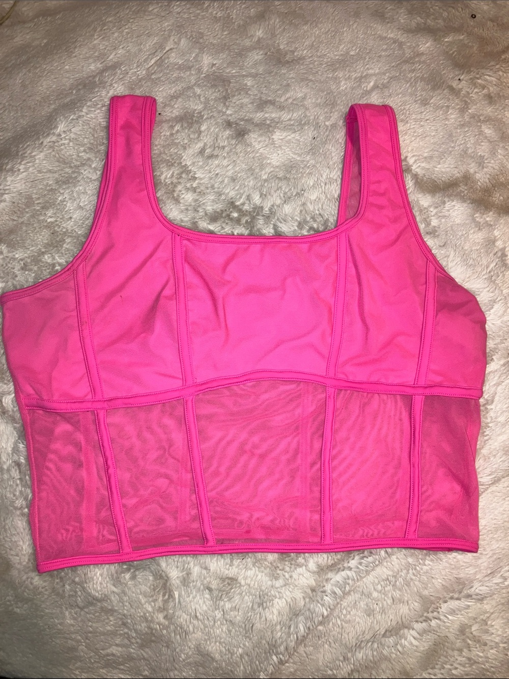 No Boundaries Hot Pink Mesh Panel Crop Bralette